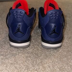 Air Jordan 4 Retro Kids Blue and Black Sneakers
